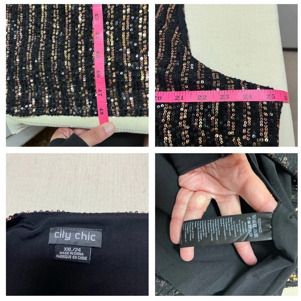 City Chic XXL/24 black/gold sequin dress - Picture 3 of 9